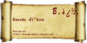 Bende Ákos névjegykártya